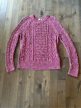 GAP Cable Knit Sweater Medium – Pink Purple Marled Cozy Pullover